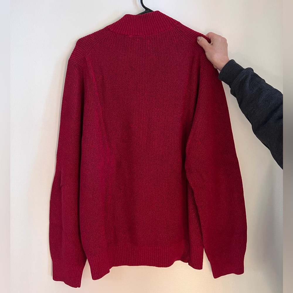 IZOD Red Men’s Knit Quarter Zip Sweater - Picture 4 of 4